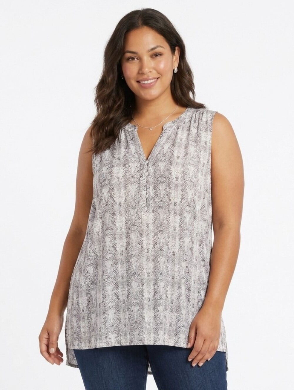 Carolina Belle Montreal Snakeskin Print Sleeveless High Low Hem Blouse - NWT -1X